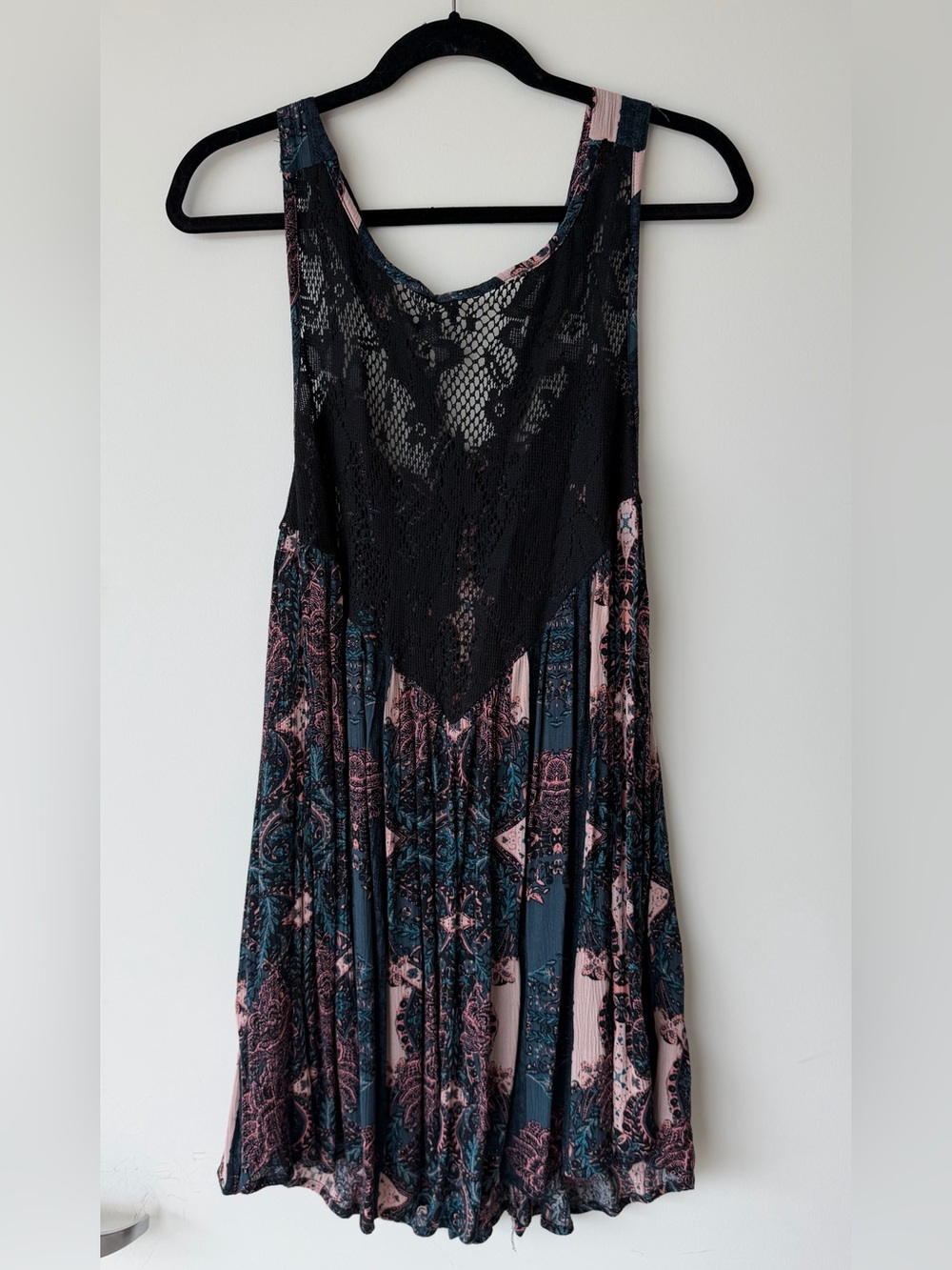 NWOT Free People Pink & Teal Lace-Top Maxi Tunic or Dress